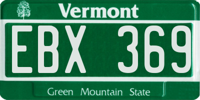 VT license plate EBX369
