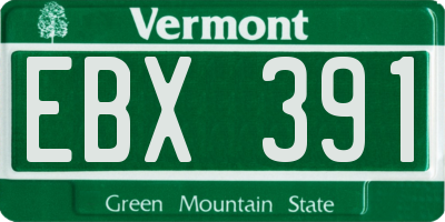 VT license plate EBX391