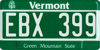 VT license plate EBX399