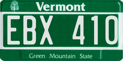 VT license plate EBX410