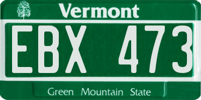 VT license plate EBX473