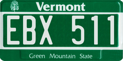 VT license plate EBX511
