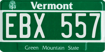 VT license plate EBX557