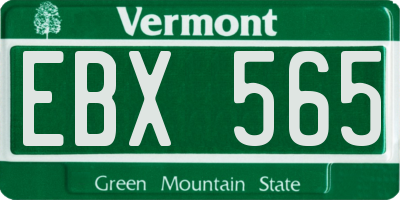 VT license plate EBX565