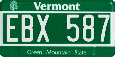 VT license plate EBX587