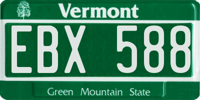 VT license plate EBX588