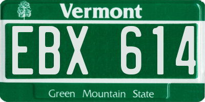 VT license plate EBX614