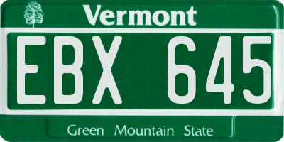 VT license plate EBX645