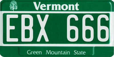 VT license plate EBX666
