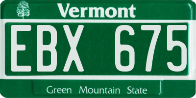 VT license plate EBX675