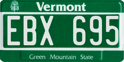 VT license plate EBX695