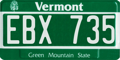 VT license plate EBX735