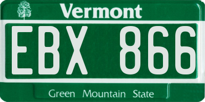 VT license plate EBX866