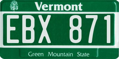 VT license plate EBX871