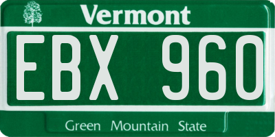VT license plate EBX960