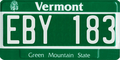 VT license plate EBY183