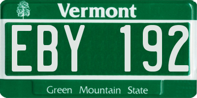 VT license plate EBY192