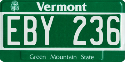 VT license plate EBY236