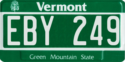 VT license plate EBY249