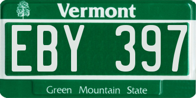 VT license plate EBY397