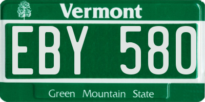 VT license plate EBY580