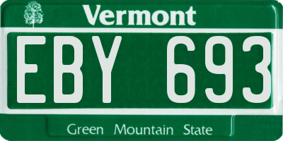 VT license plate EBY693