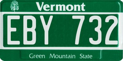 VT license plate EBY732