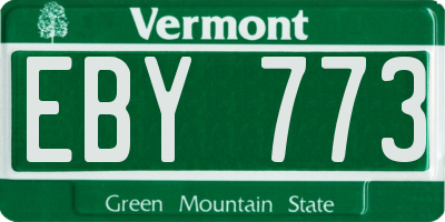 VT license plate EBY773