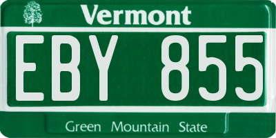 VT license plate EBY855