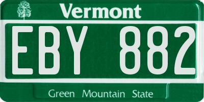VT license plate EBY882