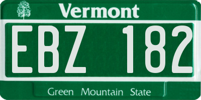 VT license plate EBZ182