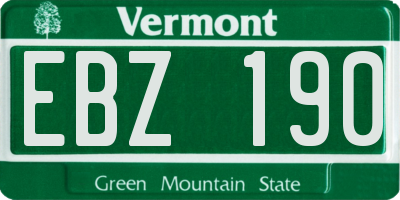 VT license plate EBZ190