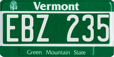 VT license plate EBZ235