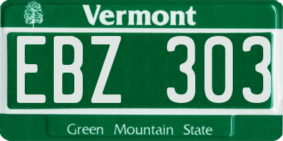 VT license plate EBZ303