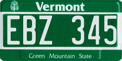 VT license plate EBZ345