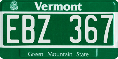 VT license plate EBZ367