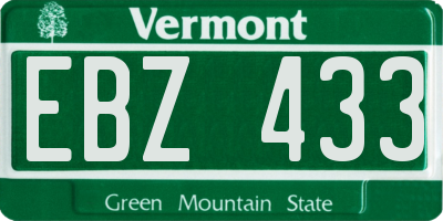 VT license plate EBZ433