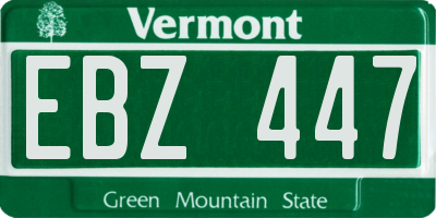 VT license plate EBZ447