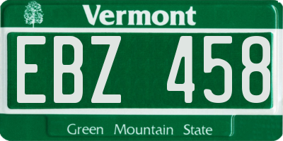 VT license plate EBZ458