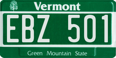 VT license plate EBZ501