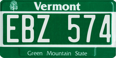 VT license plate EBZ574