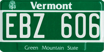 VT license plate EBZ606