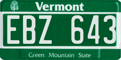 VT license plate EBZ643
