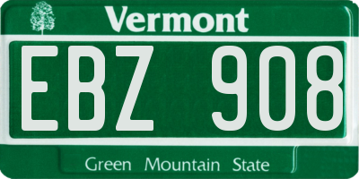 VT license plate EBZ908