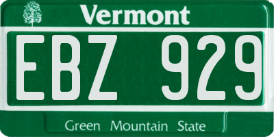 VT license plate EBZ929