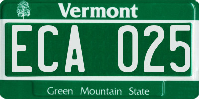 VT license plate ECA025