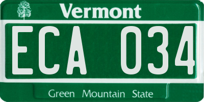 VT license plate ECA034