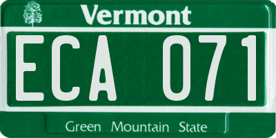 VT license plate ECA071