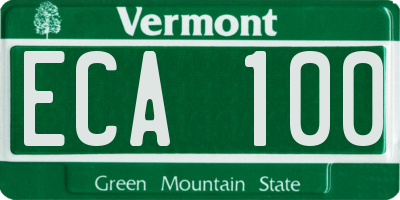 VT license plate ECA100