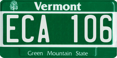 VT license plate ECA106